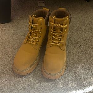 Women’s Yellow Lace-Up Boots